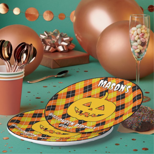 Assiettes En Carton Jacquard Halloween Jack-o'-lantern (Multi)