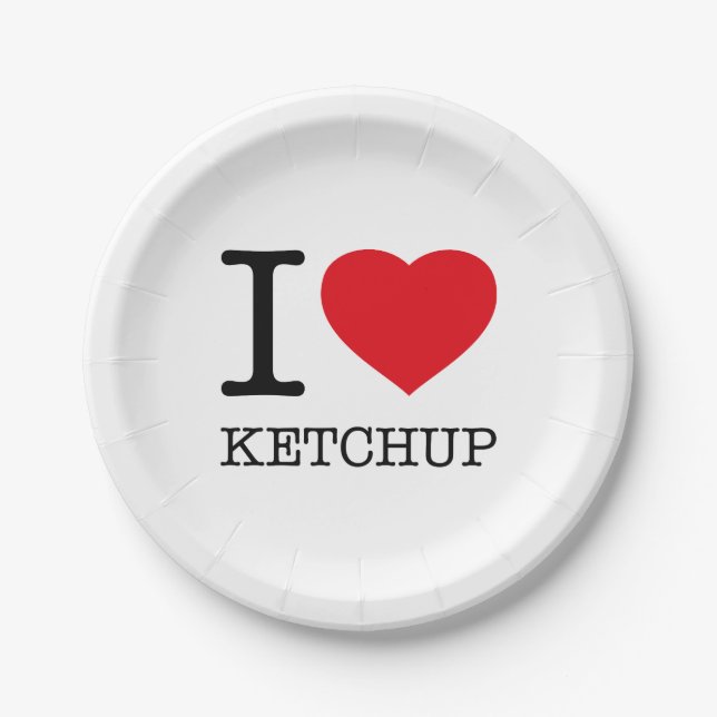 ASSIETTES EN CARTON J'ADORE KETCHUP (Devant)
