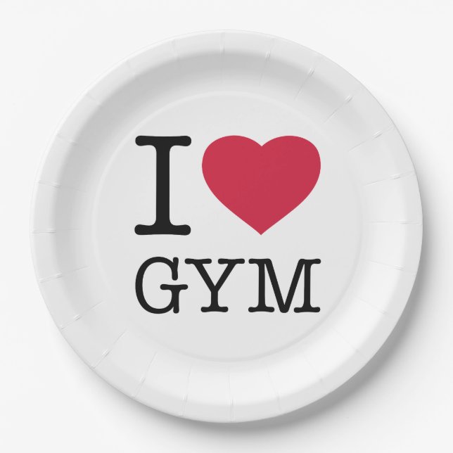 ASSIETTES EN CARTON J'ADORE LA SALLE DE GYM (Devant)