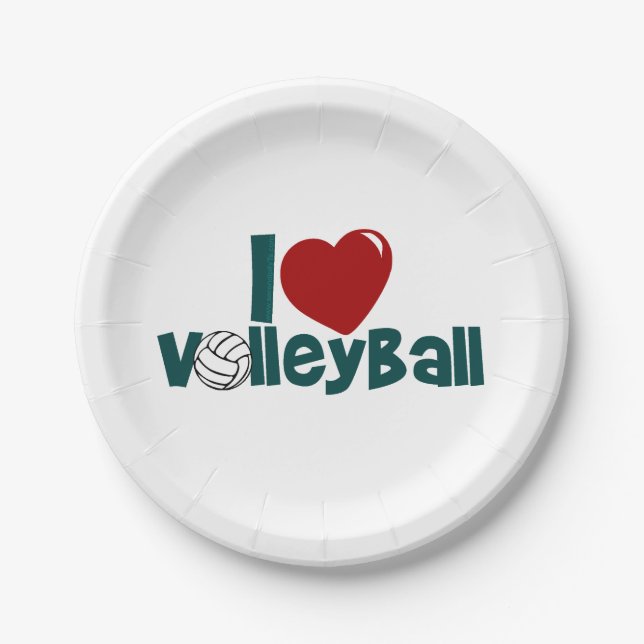 Assiettes En Carton J'adore le volley-ball (Devant)
