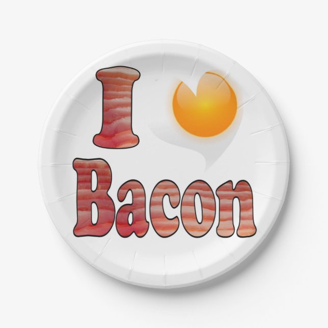 Assiettes En Carton J'adore Plaque Papier Bacon (Devant)