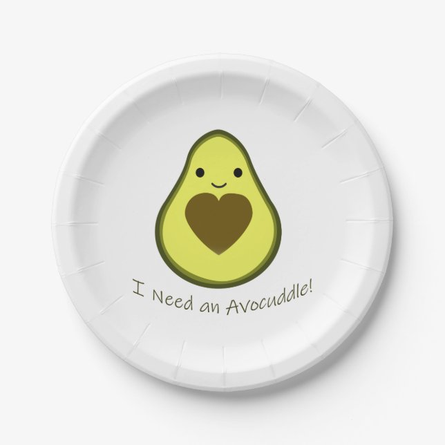 Assiettes En Carton J'ai besoin d'un avocat Cute Kawaii Avocado (Devant)