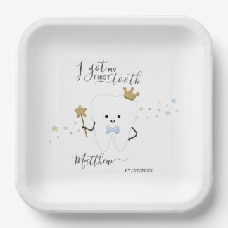 Assiettes En Carton J'ai eu ma première dent Date de dentition de bébé