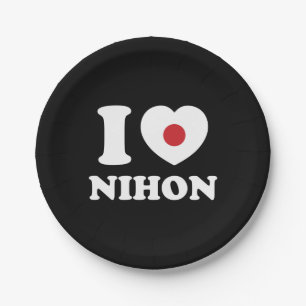 ASSIETTES EN CARTON J'AI LE COEUR [AMOUR] NIHON