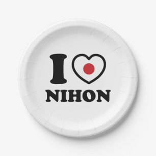 ASSIETTES EN CARTON J'AI LE COEUR [AMOUR] NIHON