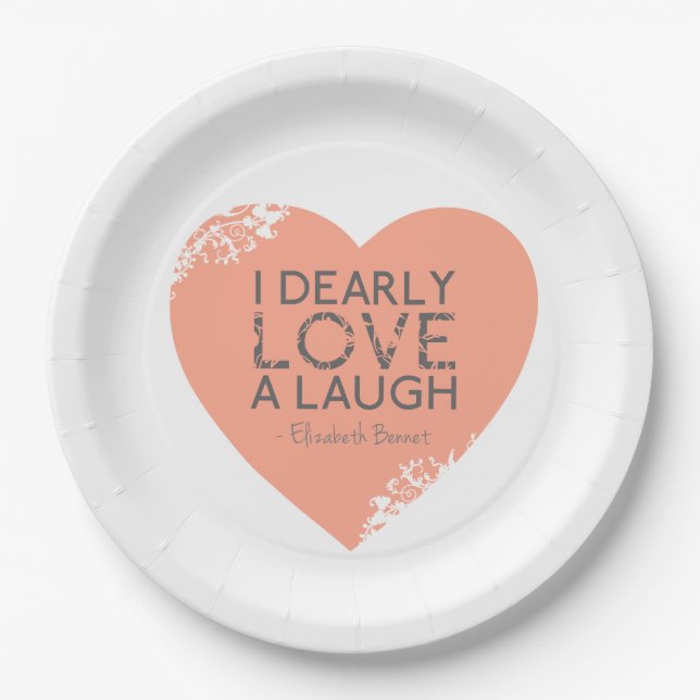 Assiettes En Carton J'aime chèrement un rire - citation de Jane Austen (Devant)