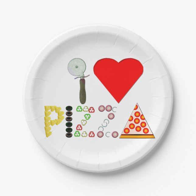 Assiettes En Carton J'aime la plaque à papier de pizza (Devant)