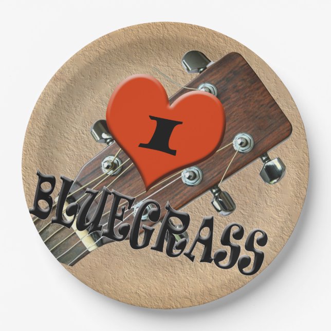 ASSIETTES EN CARTON J'AIME LE BLUEGRASS (Devant)