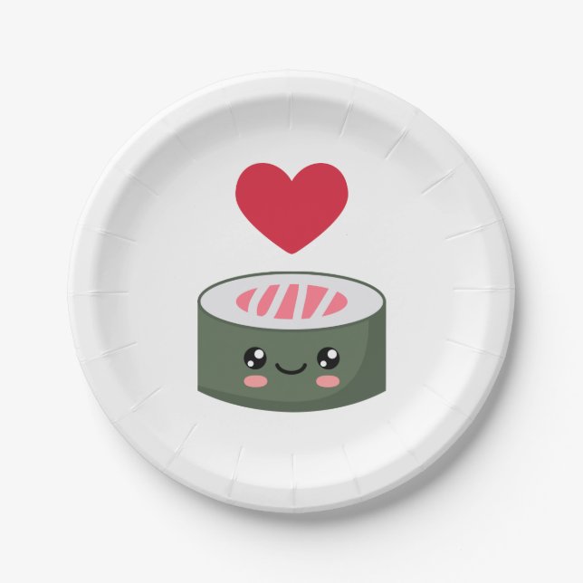 Assiettes En Carton J'aime le sushi (Devant)