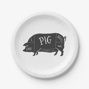 Assiettes En Carton J'aime les boutons de cochon et je ne peux pas men