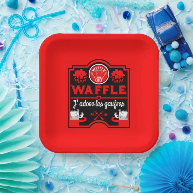 Assiettes En Carton J'aime les gaufres (Fête)