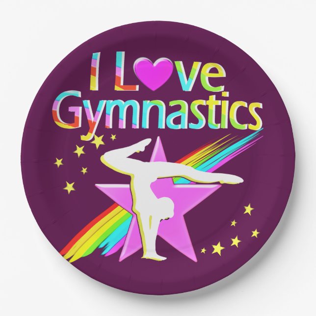 ASSIETTES EN CARTON J'AIME LES GYMNASTIQUES POUR LES PAPIERS (Devant)