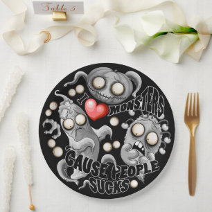 Assiettes En Carton J'aime les monstres parce que les gens aiment les 