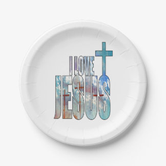 Assiettes En Carton J'aime les plaques à papier de Jésus