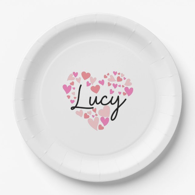 Assiettes En Carton J'aime Lucy (Devant)