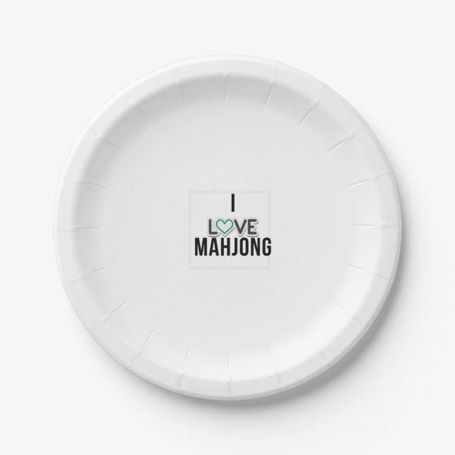 Assiettes En Carton J'aime Mahjong (Devant)