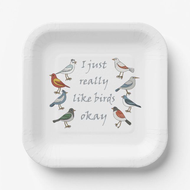 Assiettes En Carton J'Aime Vraiment Les Oiseaux OK Birdwatcher (Recto)