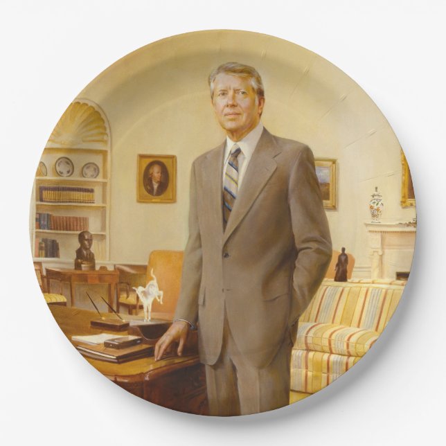 Assiettes En Carton James Earl Carter peint le portrait du président a (Devant)