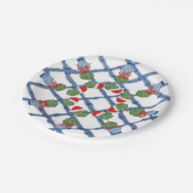 Assiettes En Carton Jar au gingembre de Noël Père Noël Topiary  (Angle)