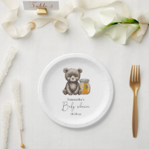 Assiettes En Carton Jar de miel et baby shower d'ours en peluche