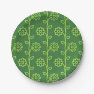 Assiettes En Carton Jardin à fleurs plates vertes Motif