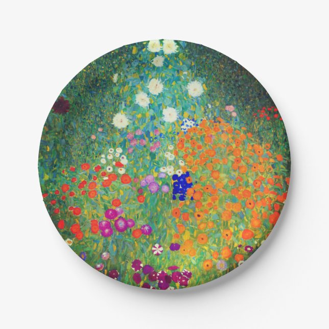 Assiettes En Carton Jardin aux fleurs Gustav Klimt (Devant)