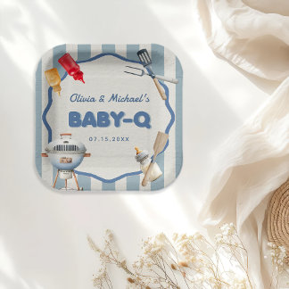Assiettes En Carton Jardin BBQ bébé Q Baby shower Plaques papier