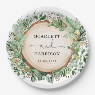 Assiettes En Carton Jardin bohème rustique verdure Mariage botanique