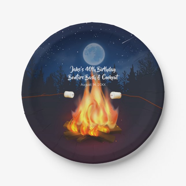 Assiettes En Carton Jardin Bonfire Cookout Anniversaire BBQ Party (Devant)