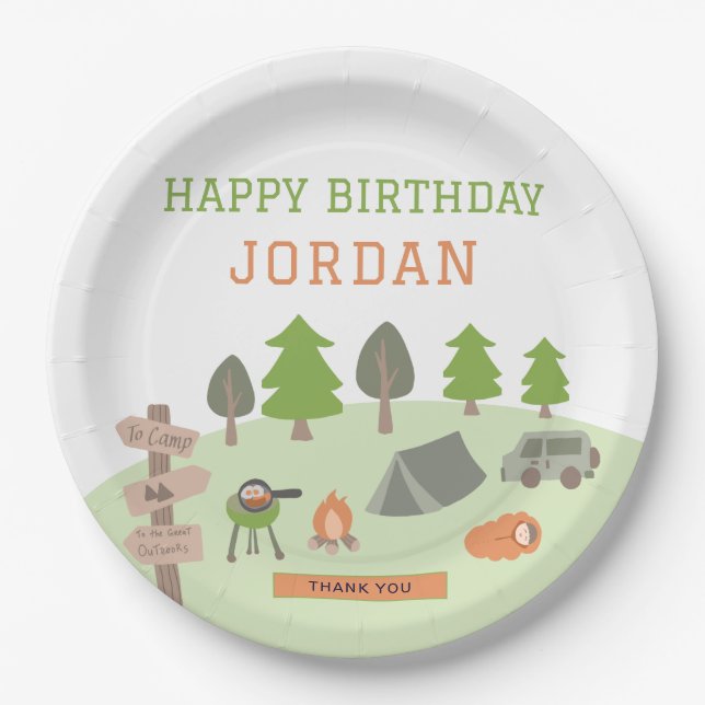 Assiettes En Carton Jardin Camping Anniversaire sous les étoiles En pl (Devant)