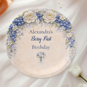 Assiettes En Carton Jardin de baies Floral 1er anniversaire