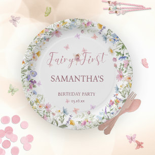 Assiettes En Carton Jardin de Fées Fleur Sauvage 1er Anniversaire 