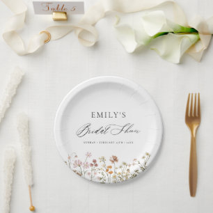 Assiettes En Carton Jardin de Fête de Mariage Bohème aux Fleurs Sauvag