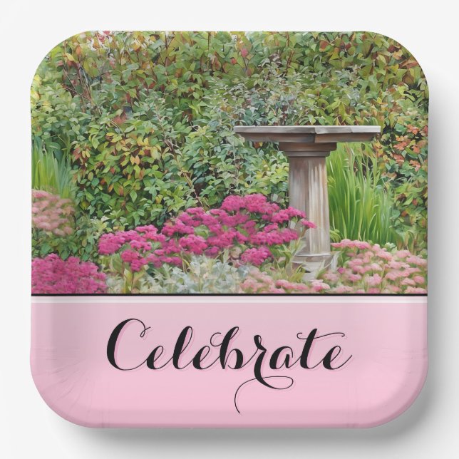 Assiettes En Carton Jardin de fête - Plaque de papier (Recto)