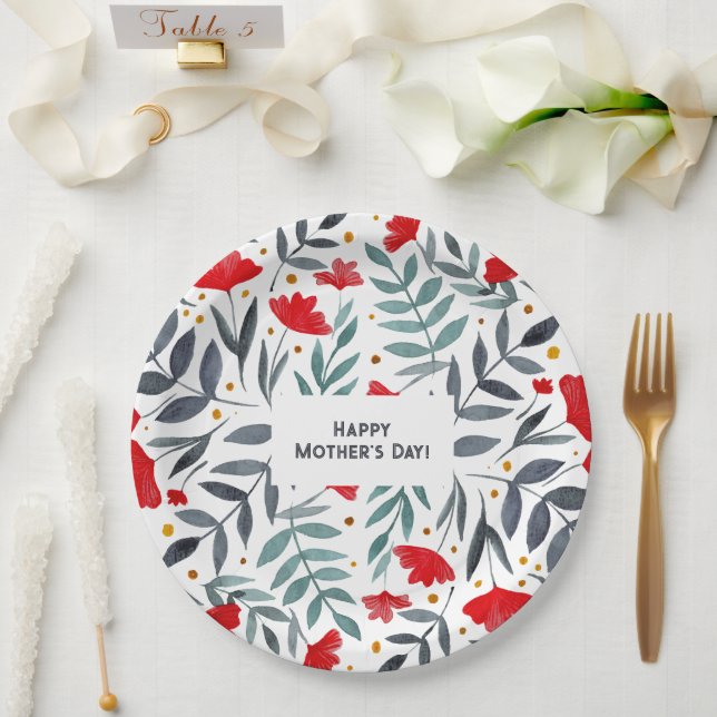 Assiettes En Carton Jardin de l'aquarelle magique Fête des mères (Mariage)