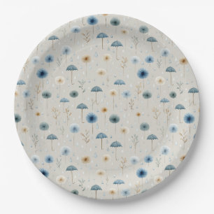 Assiettes En Carton Jardin de pluie serein Motif floral (8)