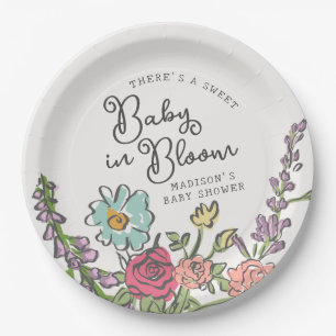 Assiettes En Carton Jardin d'été Baby shower floral brillant