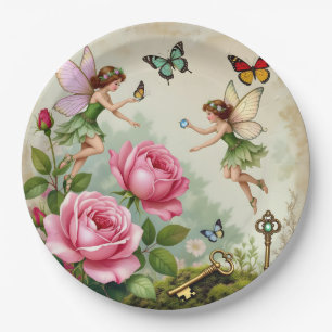 Assiettes En Carton Jardin Enchanté des Fées Florales