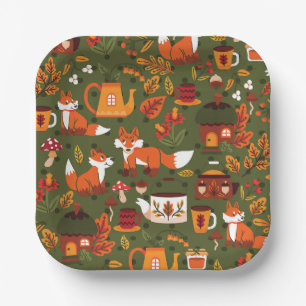 Assiettes En Carton jardin féerique de cottagecore renard champignon t