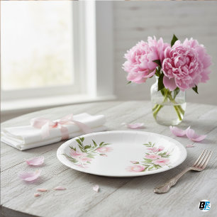 Assiettes En Carton Jardin Fleur sauvage moderne Baby shower verdoyant