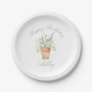 Assiettes En Carton Jardin Floral Aquarelle