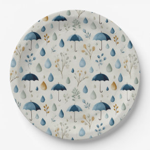 Assiettes En Carton Jardin Floral de Pluie Serein (3)