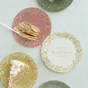 Assiettes En Carton Jardin Floral Vert Foncé pour une Mariée