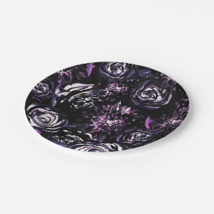 Assiettes En Carton Jardin foncé Vis mauve Fleurs Mariage