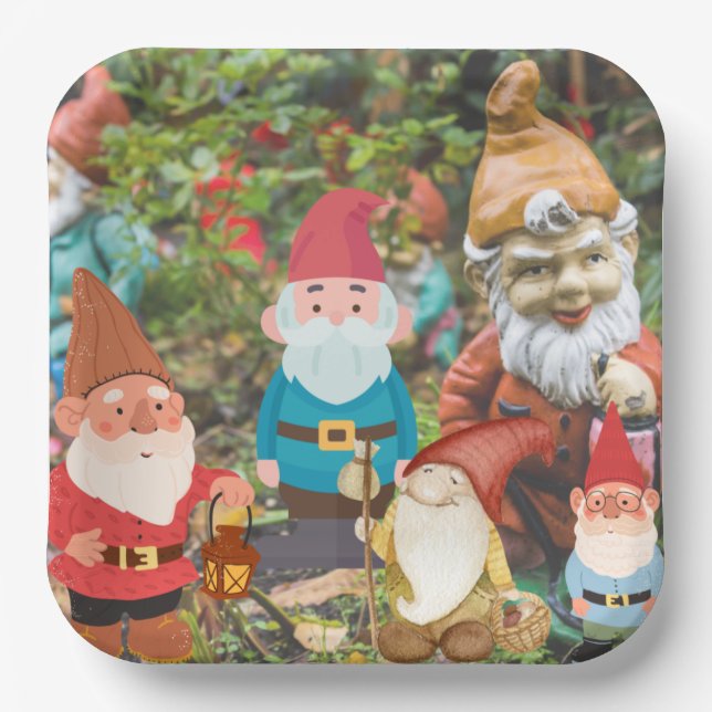 Assiettes En Carton Jardin Gnome (Recto)