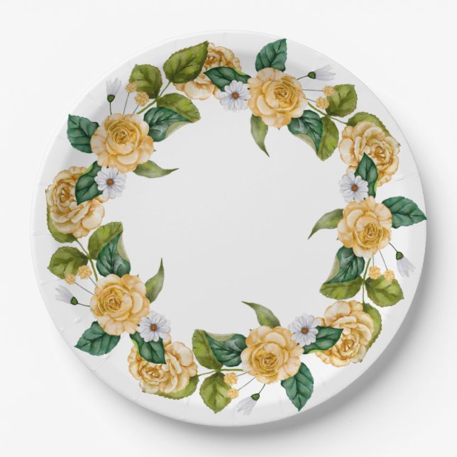Assiettes En Carton Jardin jaune (Devant)