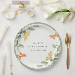 Assiettes En Carton Jardin Jaune mignon Baby shower de Papillons