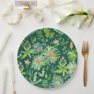 Assiettes En Carton Jardin Jungle Aquarelle Botanique Floral