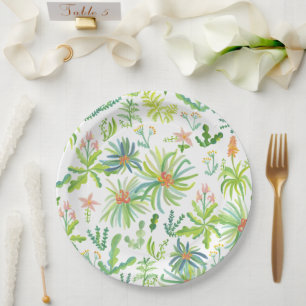 Assiettes En Carton Jardin Jungle Aquarelle Botanique Floral
