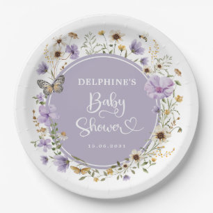Assiettes En Carton Jardin pourpre Fleur sauvage bébé en fleurs douche